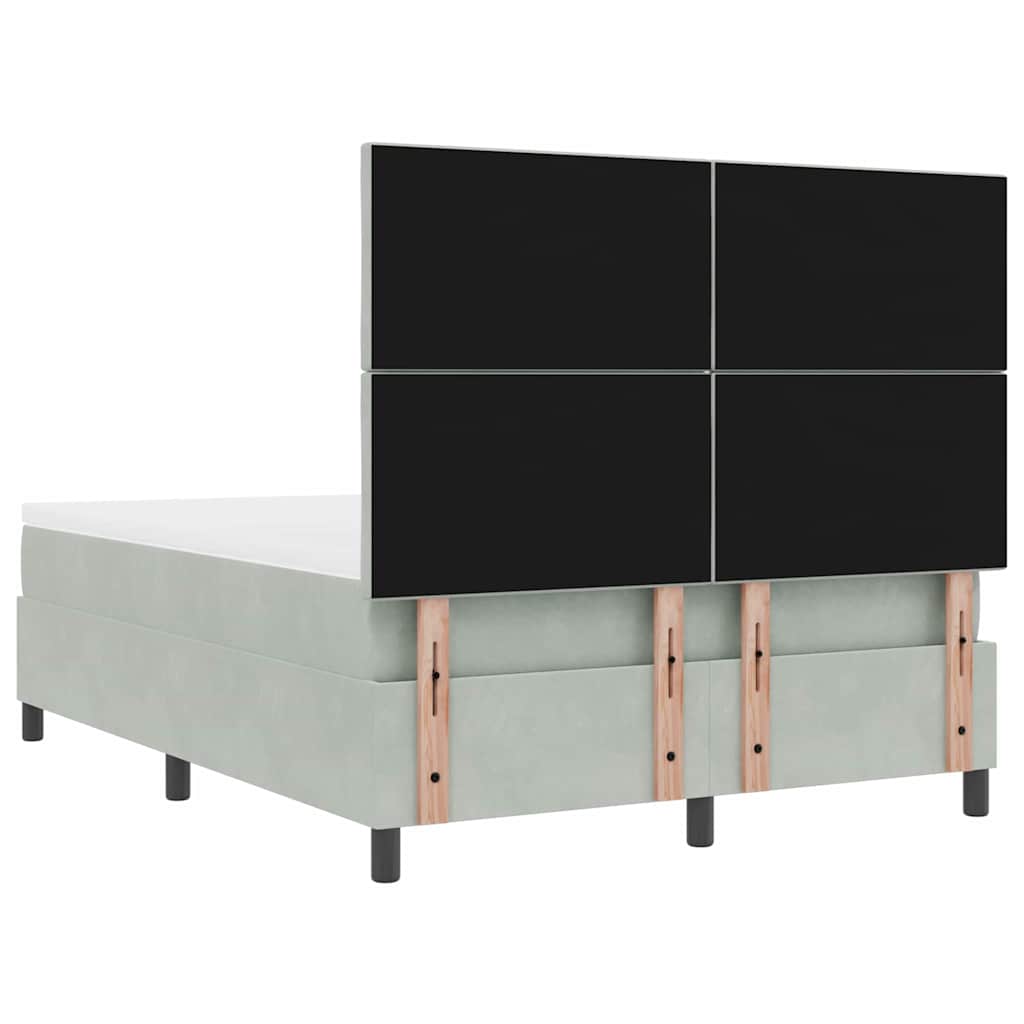 LED Box Spring Krevet Svijetlo siva 140 x 190 cm Baršun