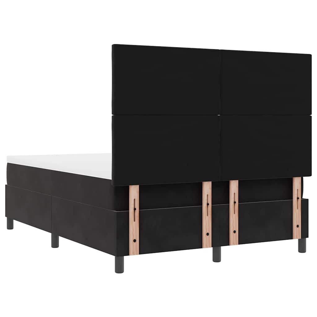 LED Box Spring Krevet s madracem Crna 140 x 200 cm Baršun