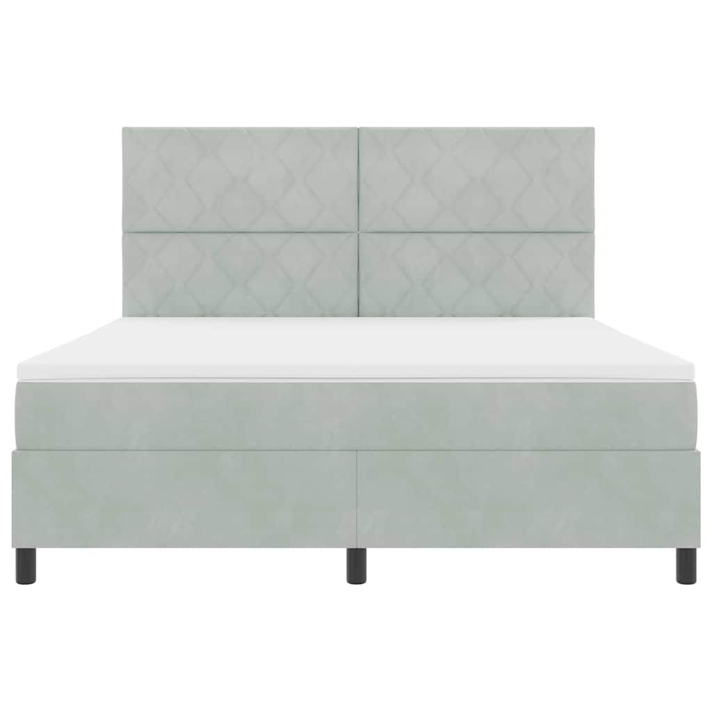 LED Box Spring Krevet Svijetlo siva 180 x 200 cm Baršun