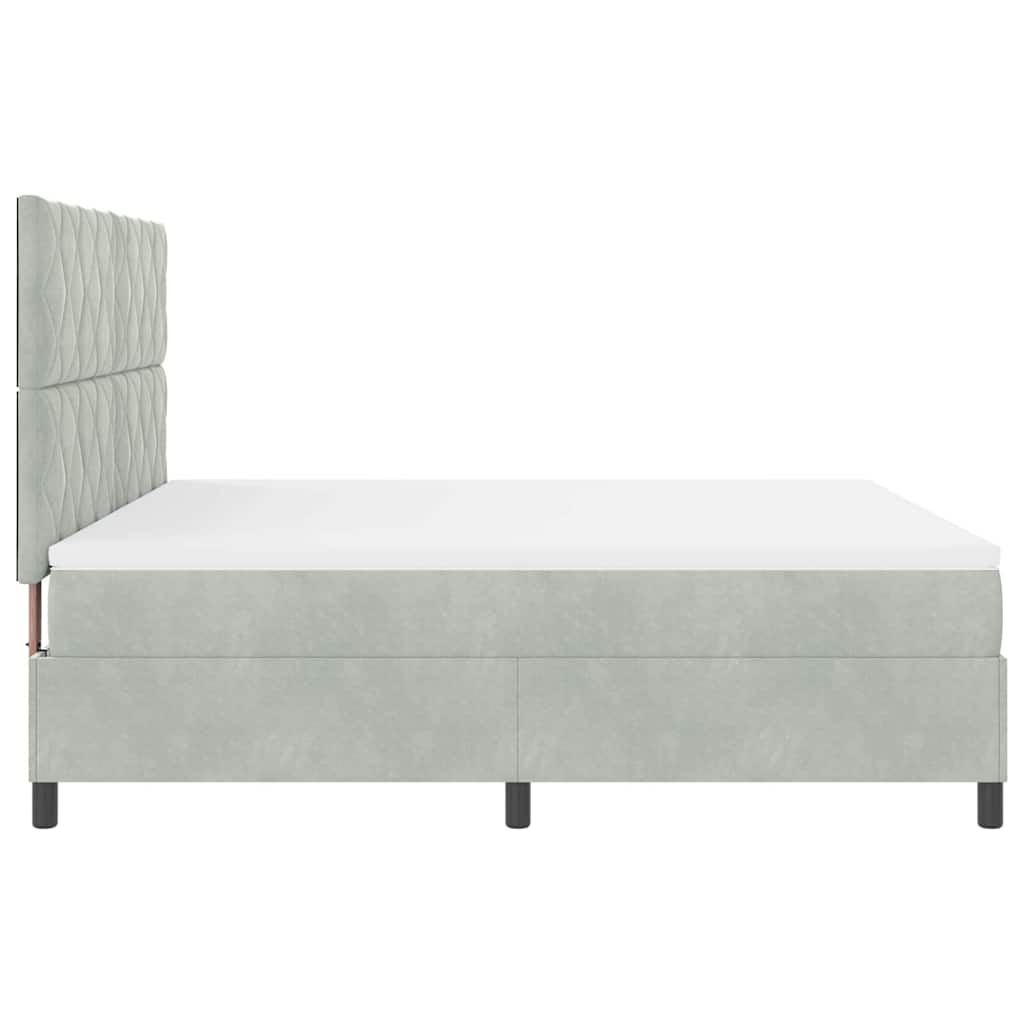 LED Box Spring Krevet Svijetlo siva 180 x 200 cm Baršun