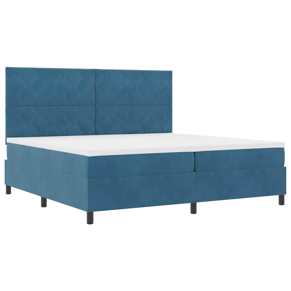 LED Box Spring Krevet Tamno plava 200 x 200 cm Baršun