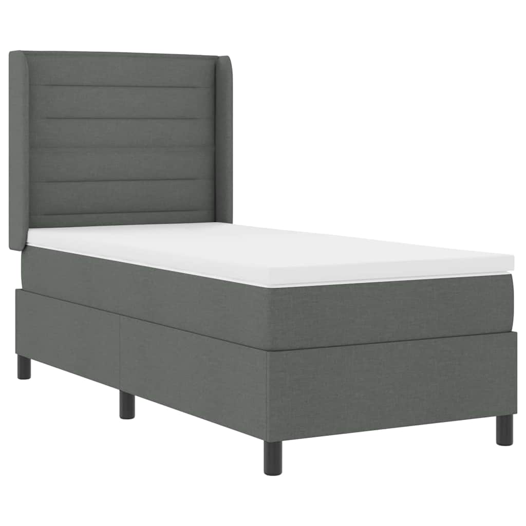 LED Box Spring Krevet s madracem Tamno siva 80 x 200 cm tkanina