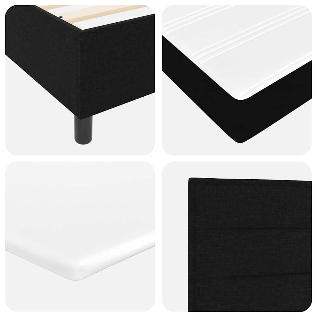 LED Box Spring Krevet s uzglavljem Crna 80 x 200 cm tkanina
