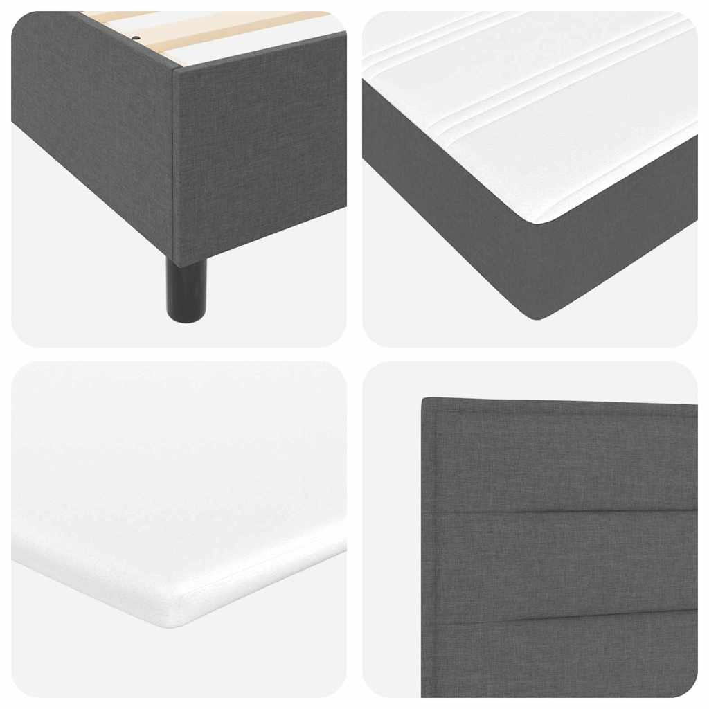 LED Box Spring Krevet s madracem Tamno siva 90 x 190 cm tkanina