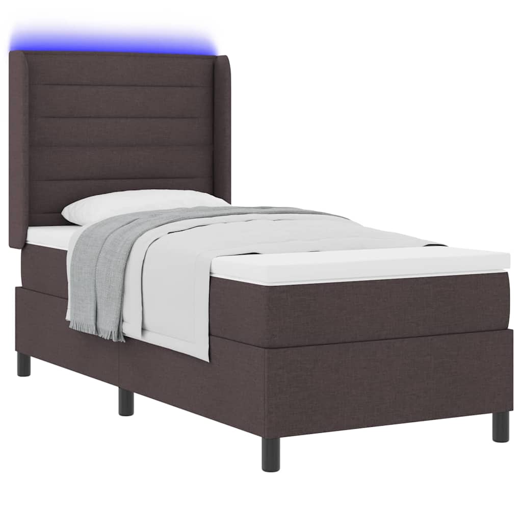 LED Box Spring Krevet Tamno smeđa 90 x 200 cm tkanina
