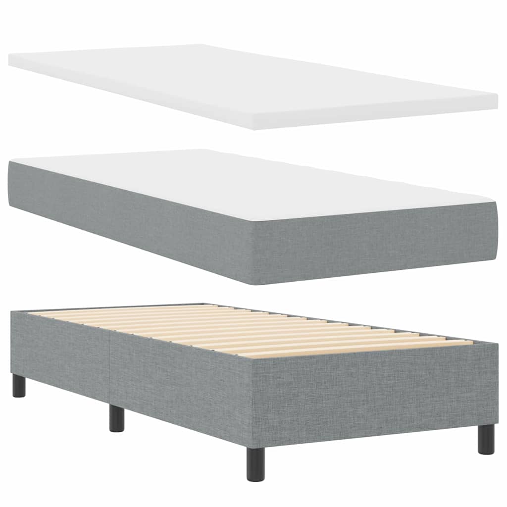 LED Box Spring Krevet Svijetlo siva 100 x 200 cm tkanina