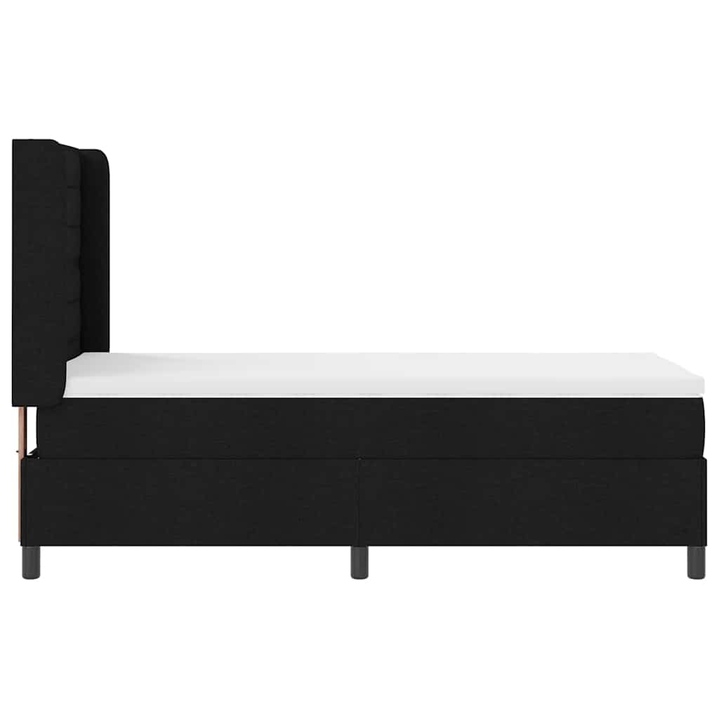 LED Box Spring Krevet s madracem Crna 100 x 200 cm tkanina