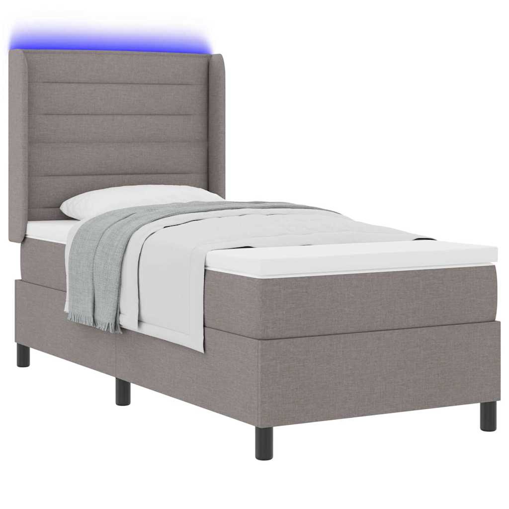 LED Box Spring Krevet Sivo-smeđa 100 x 200 cm tkanina