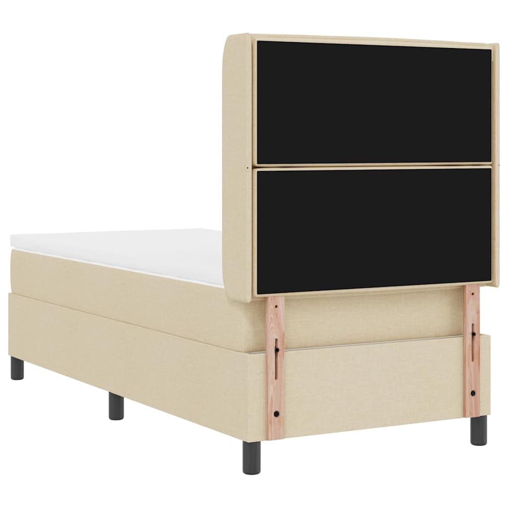 LED Box Spring Krevet s madracem Krema 100 x 200 cm tkanina