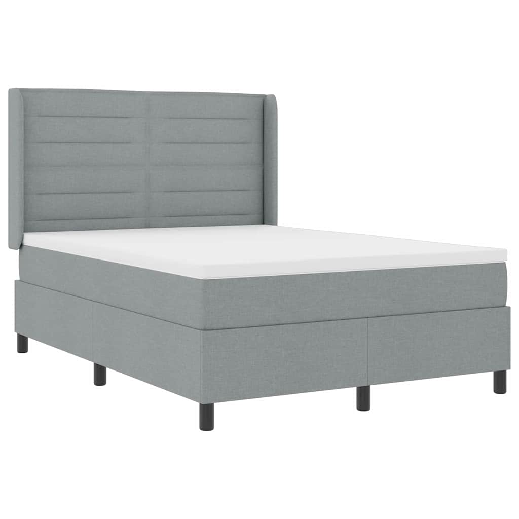 LED Box Spring Krevet Svijetlo siva 140 x 190 cm tkanina