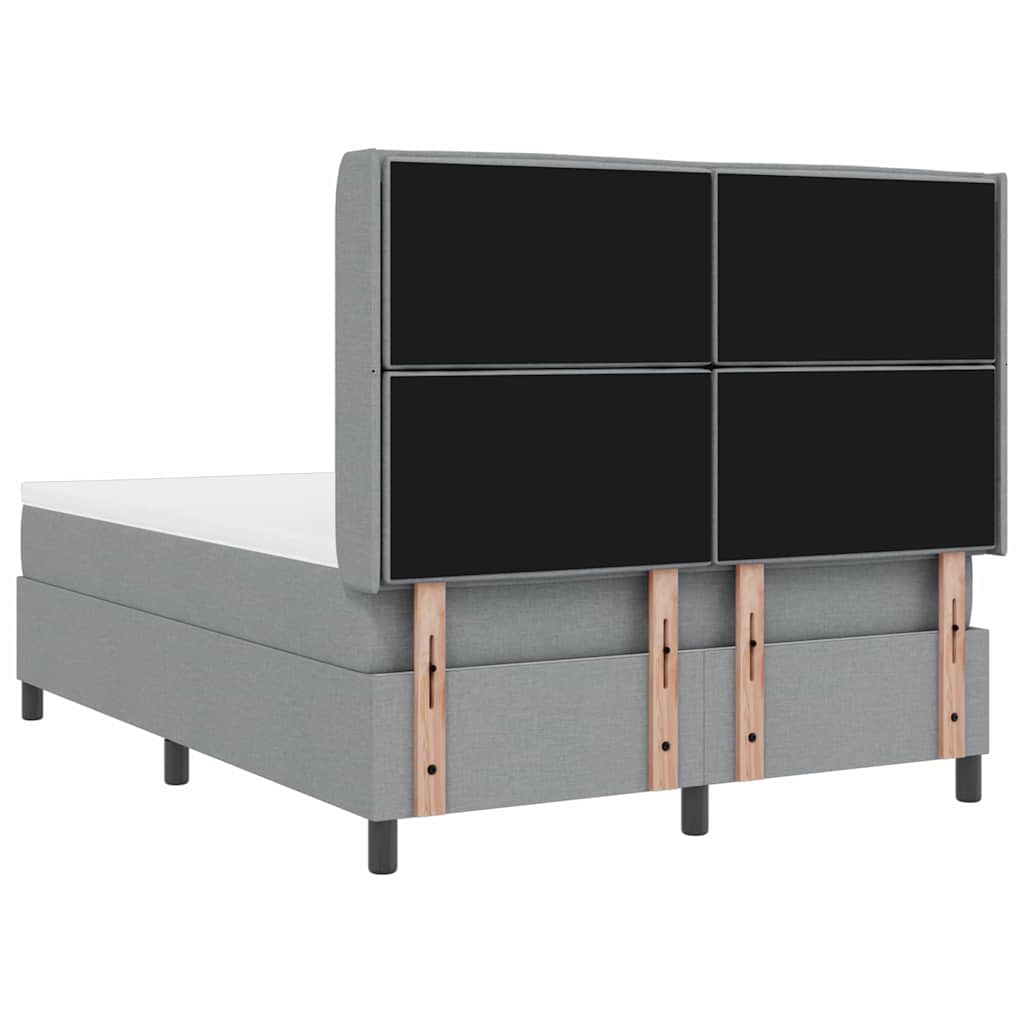 LED Box Spring Krevet Svijetlo siva 140 x 190 cm tkanina