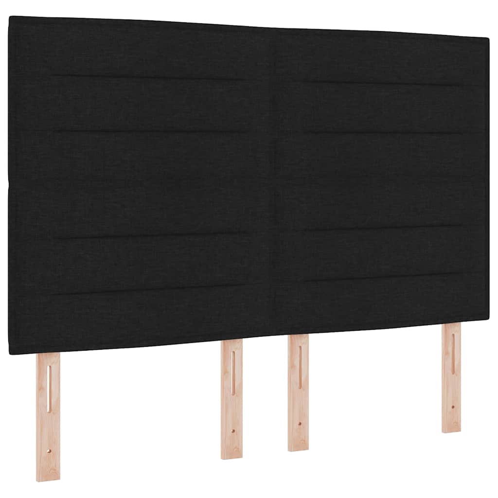 LED Box Spring Krevet s madracem Crna 140 x 200 cm tkanina