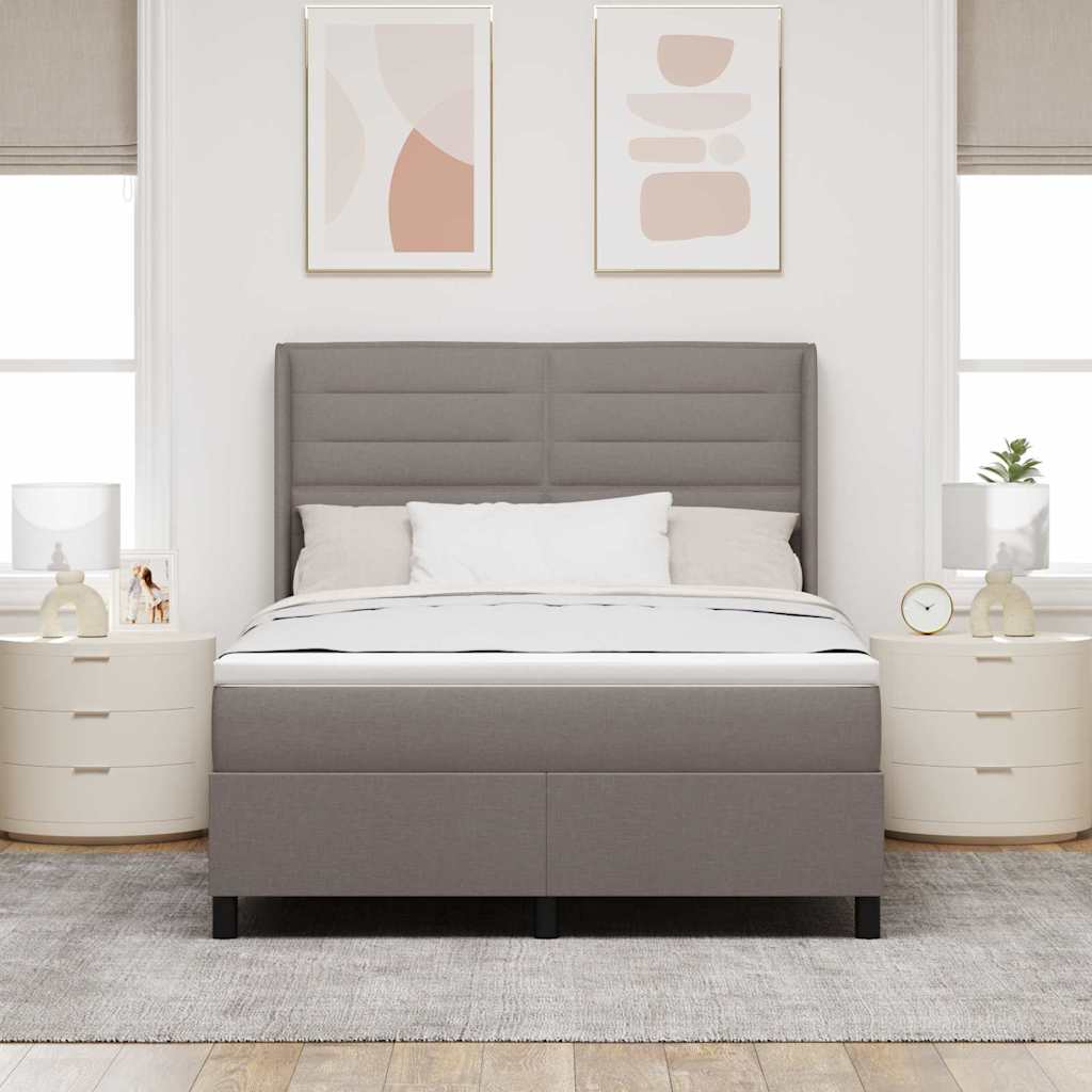 LED Box Spring Krevet Sivo-smeđa 140 x 200 cm tkanina