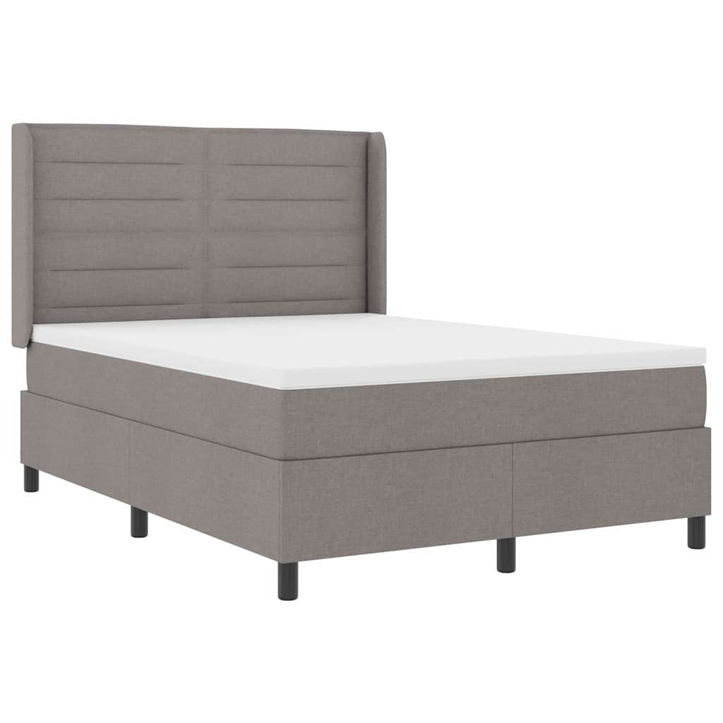 LED Box Spring Krevet Sivo-smeđa 140 x 200 cm tkanina