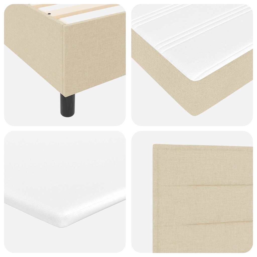 LED Box Spring Krevet s madracem Krema 140 x 200 cm tkanina