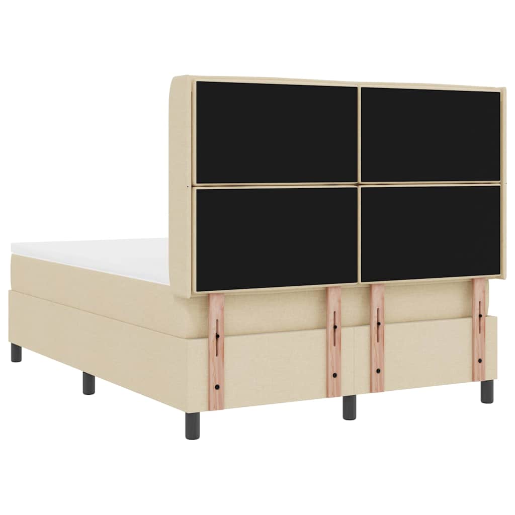 LED Box Spring Krevet s madracem Krema 140 x 200 cm tkanina