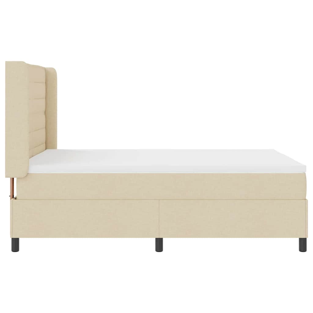 LED Box Spring Krevet s madracem Krema 140 x 200 cm tkanina