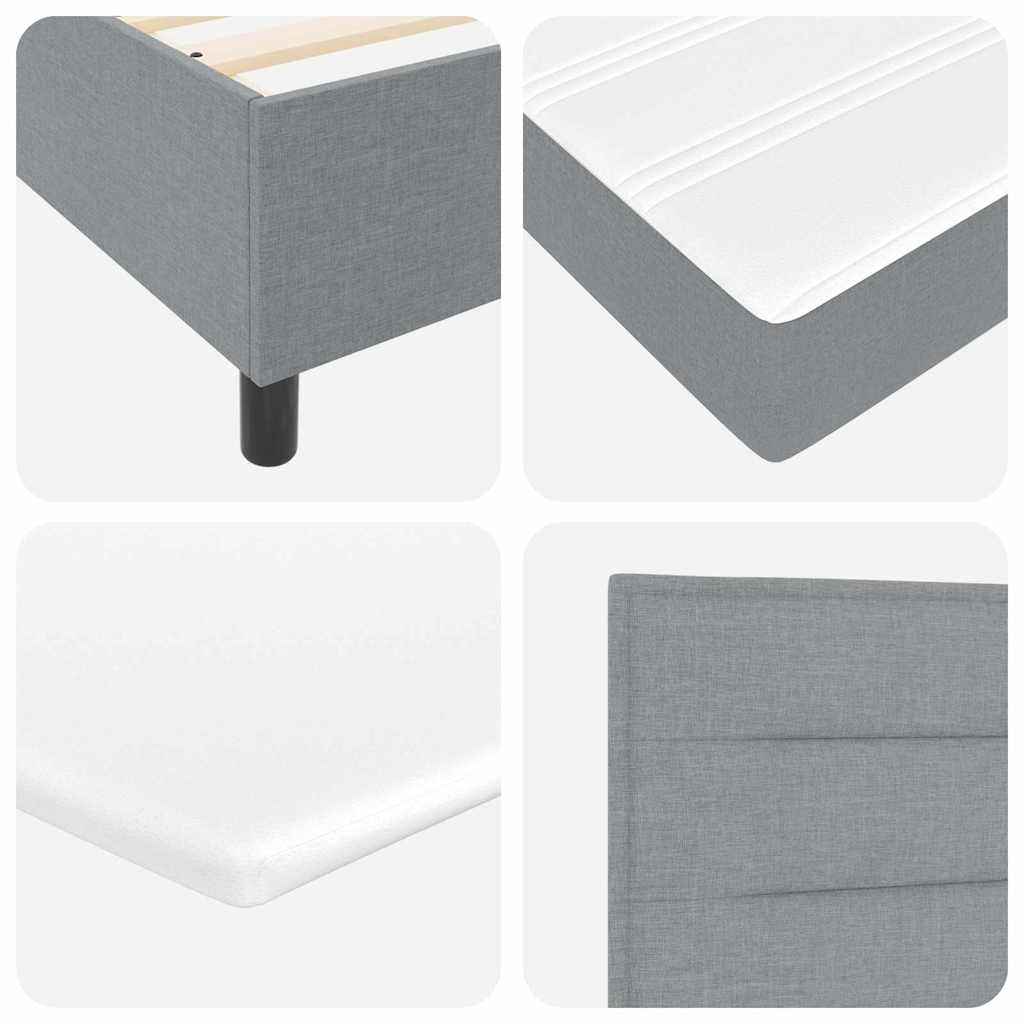 LED Box Spring Krevet Svijetlo siva 160 x 200 cm tkanina