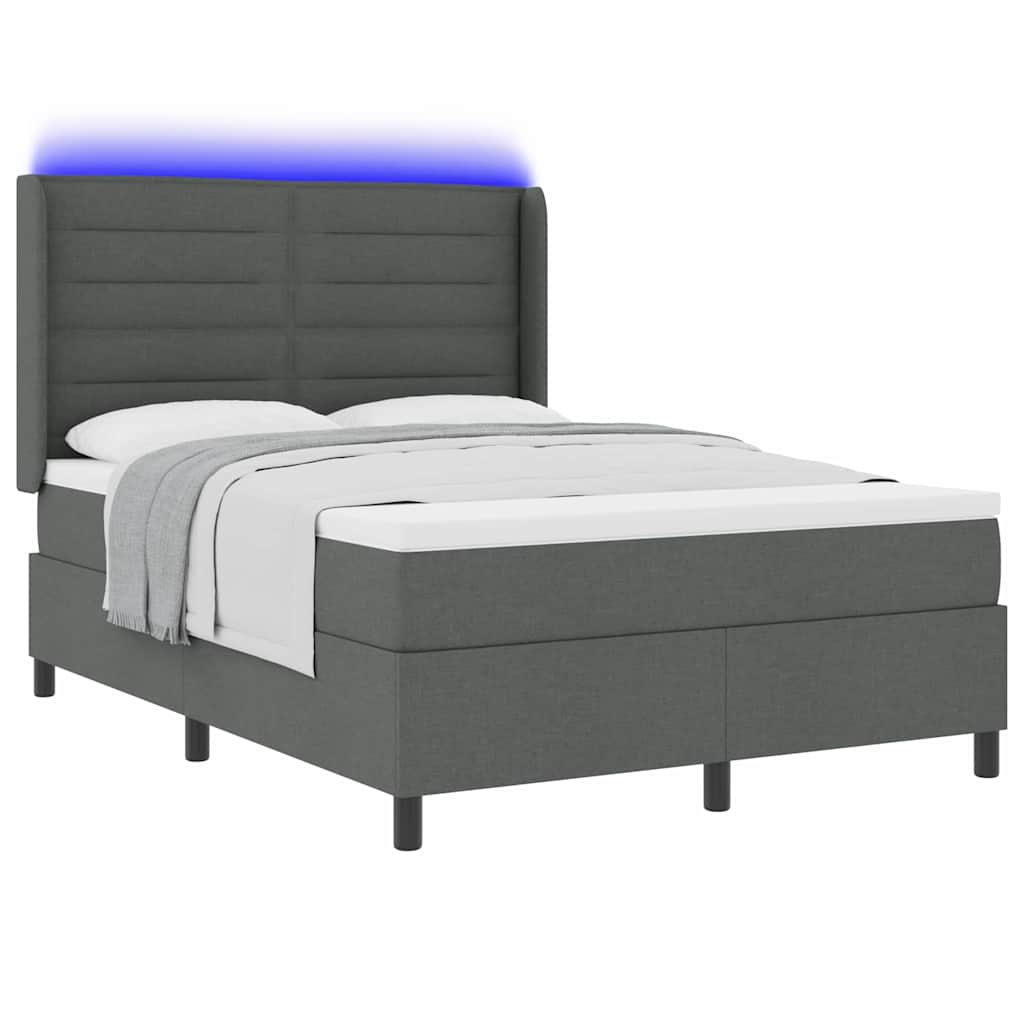 LED Box Spring Krevet Tamno siva 160 x 200 cm tkanina