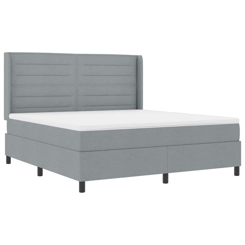 LED Box Spring Krevet Svijetlo siva 180 x 200 cm tkanina