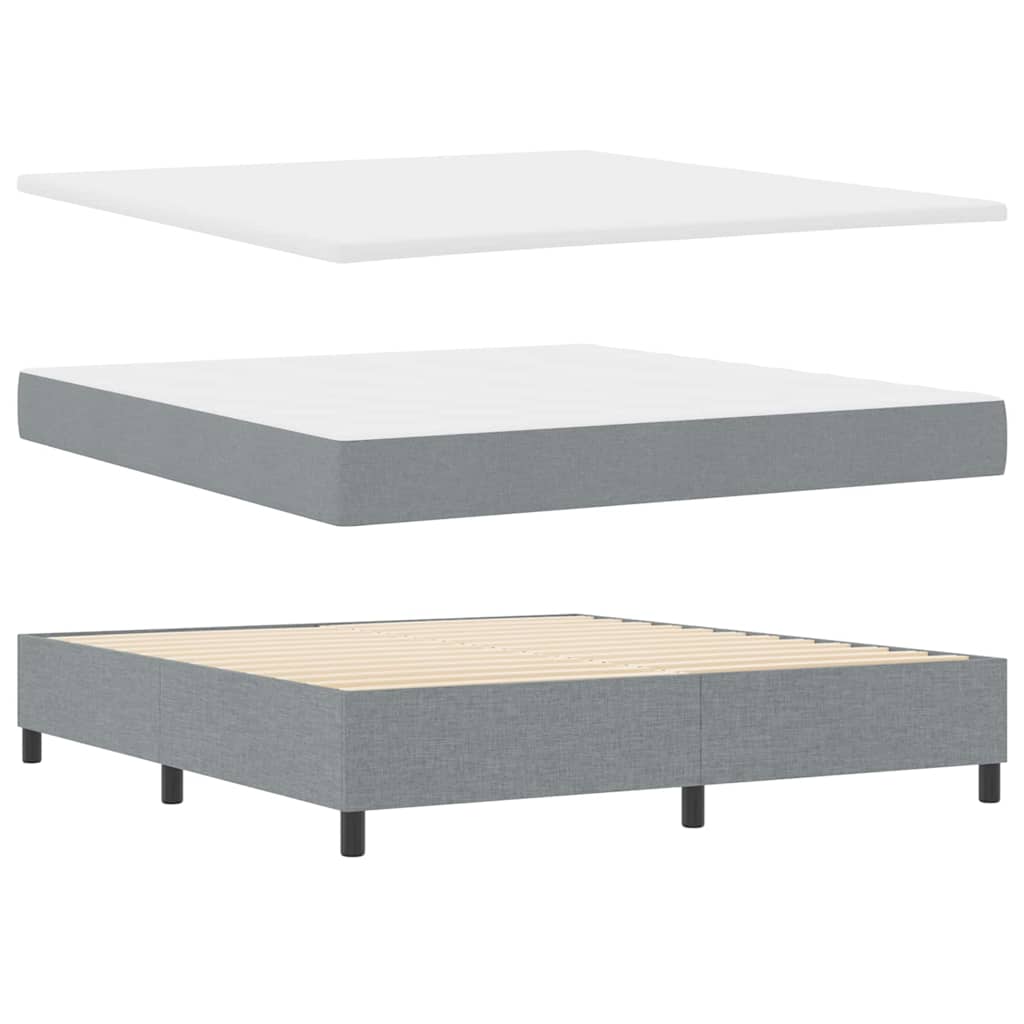 LED Box Spring Krevet Svijetlo siva 180 x 200 cm tkanina