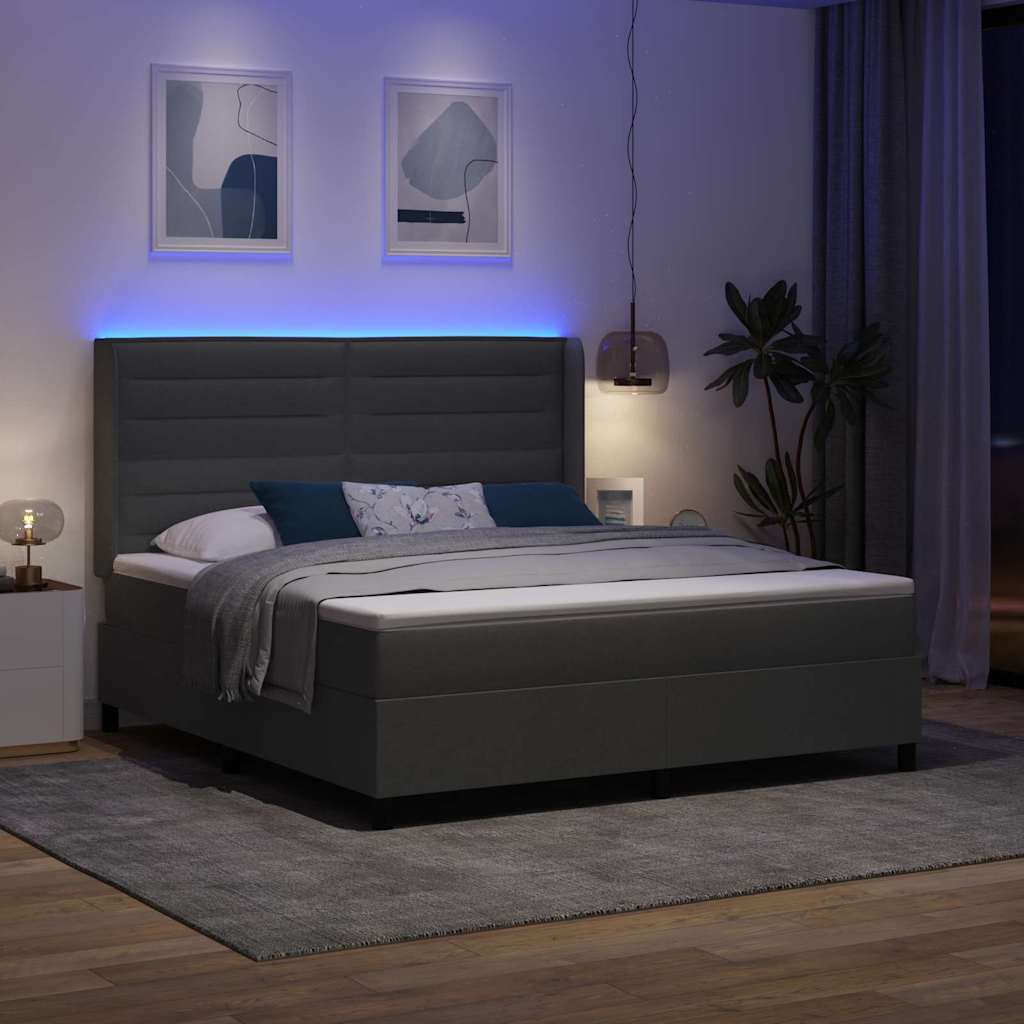 LED Box Spring Krevet Tamno siva 180 x 200 cm tkanina