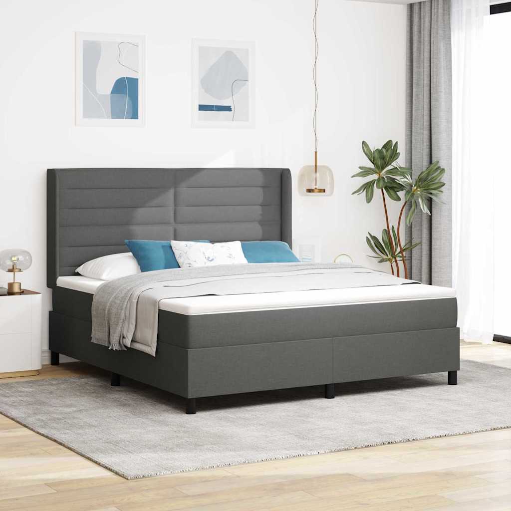 LED Box Spring Krevet Tamno siva 180 x 200 cm tkanina