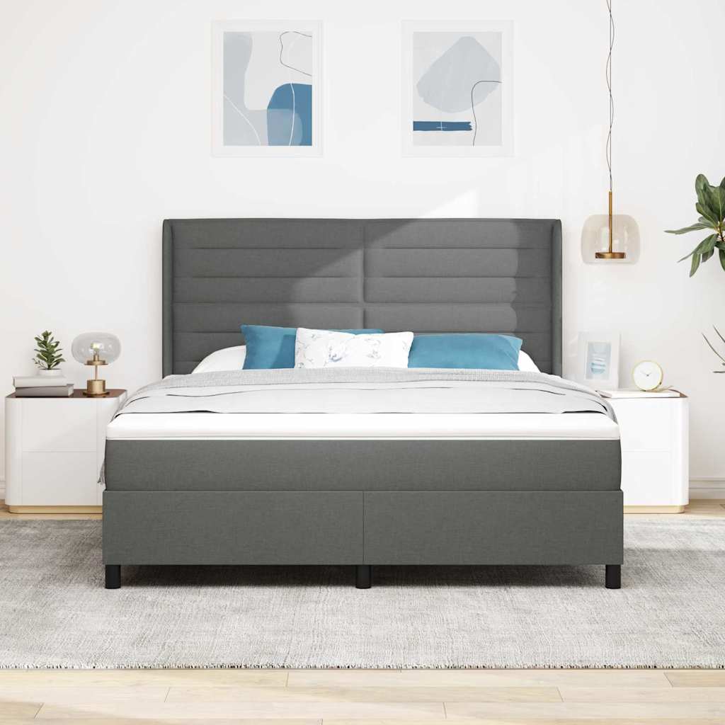 LED Box Spring Krevet Tamno siva 180 x 200 cm tkanina