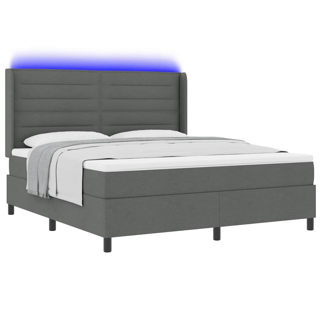 LED Box Spring Krevet Tamno siva 180 x 200 cm tkanina