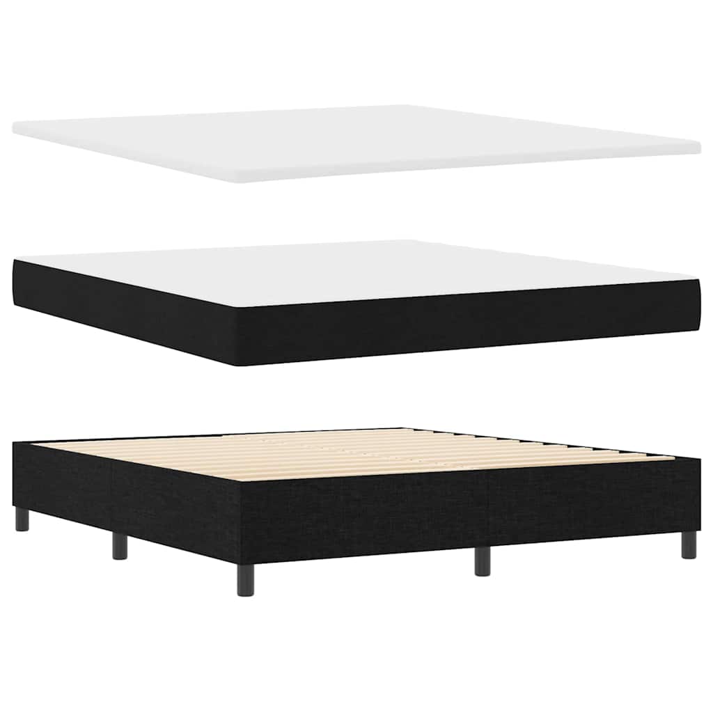 LED Box Spring Krevet s madracem Crna 180 x 200 cm tkanina