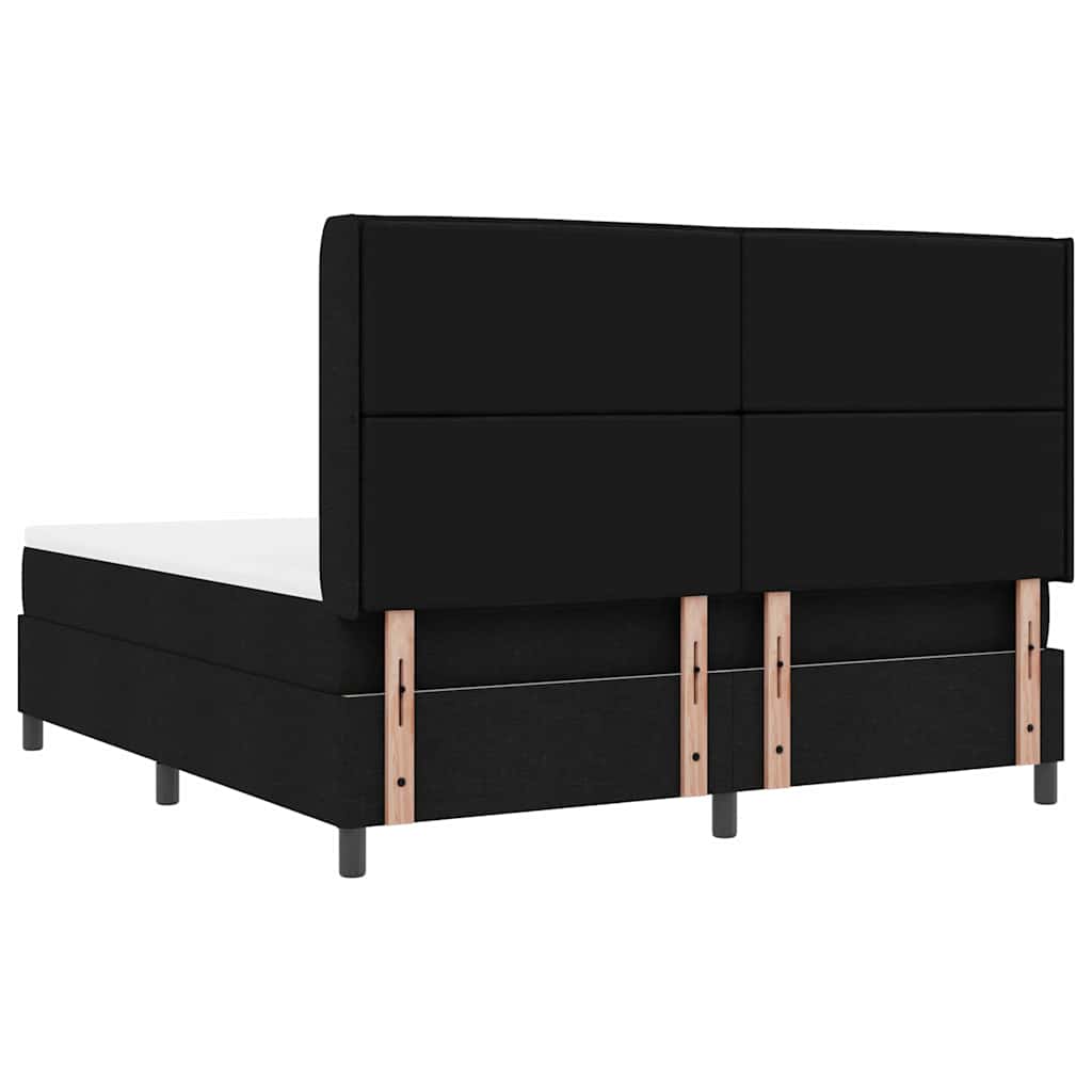 LED Box Spring Krevet s madracem Crna 180 x 200 cm tkanina
