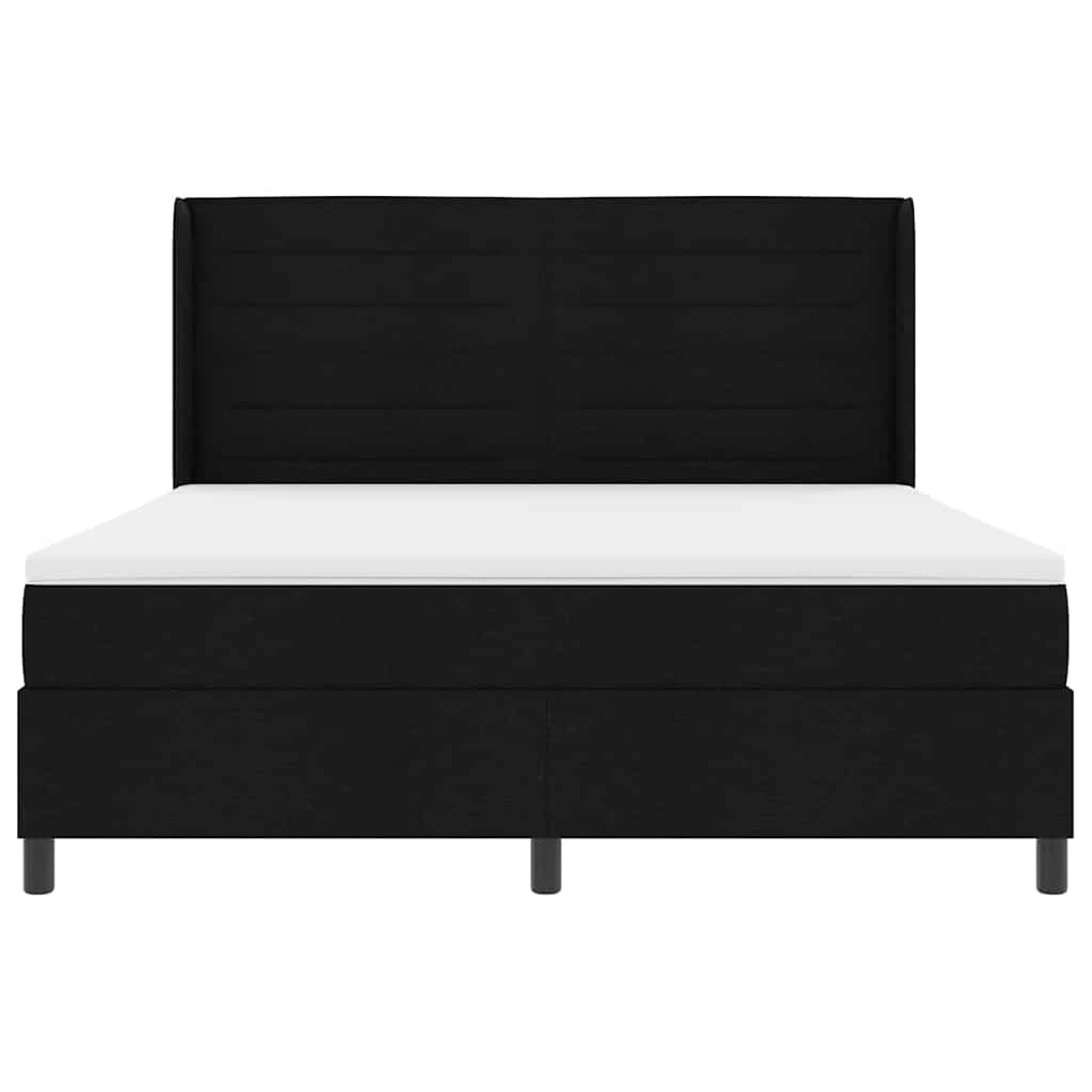 LED Box Spring Krevet s madracem Crna 180 x 200 cm tkanina