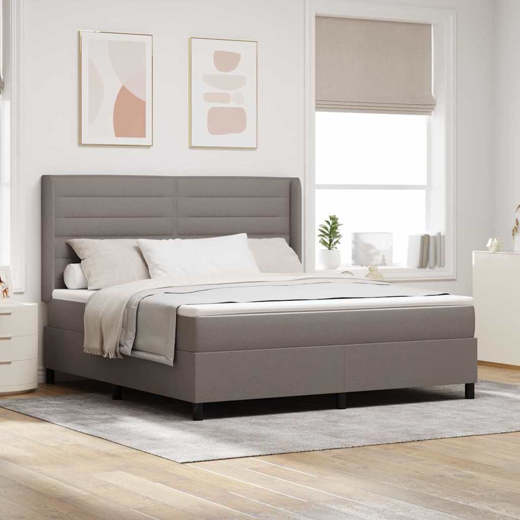 LED Box Spring Krevet Sivo-smeđa 180 x 200 cm tkanina