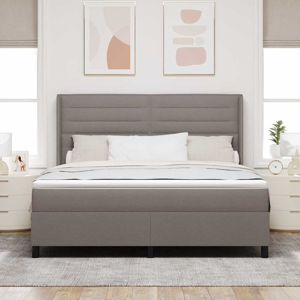 LED Box Spring Krevet Sivo-smeđa 180 x 200 cm tkanina