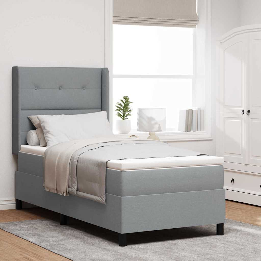 LED Box Spring Krevet Svijetlo siva 80 x 200 cm tkanina