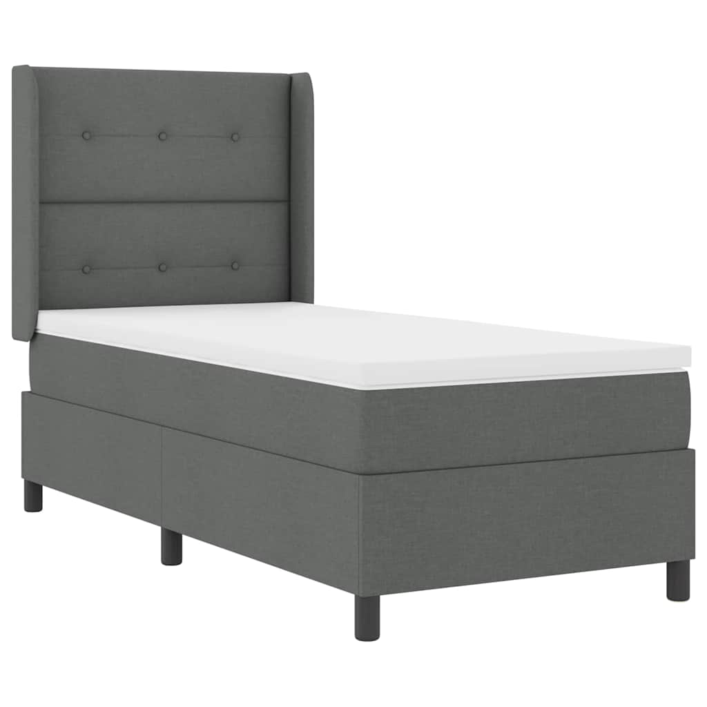 LED Box Spring Krevet s madracem Tamno siva 80 x 200 cm tkanina