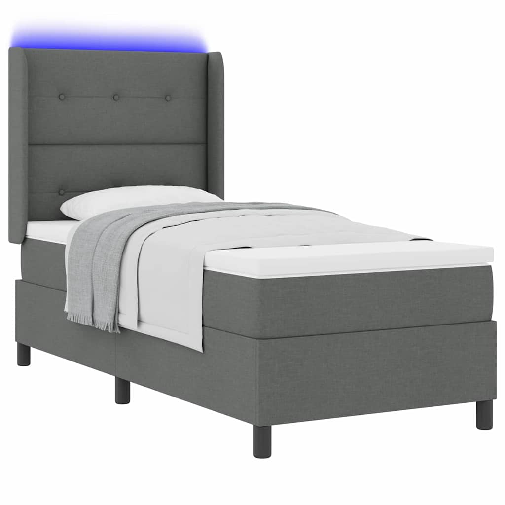 LED Box Spring Krevet s madracem Tamno siva 80 x 200 cm tkanina