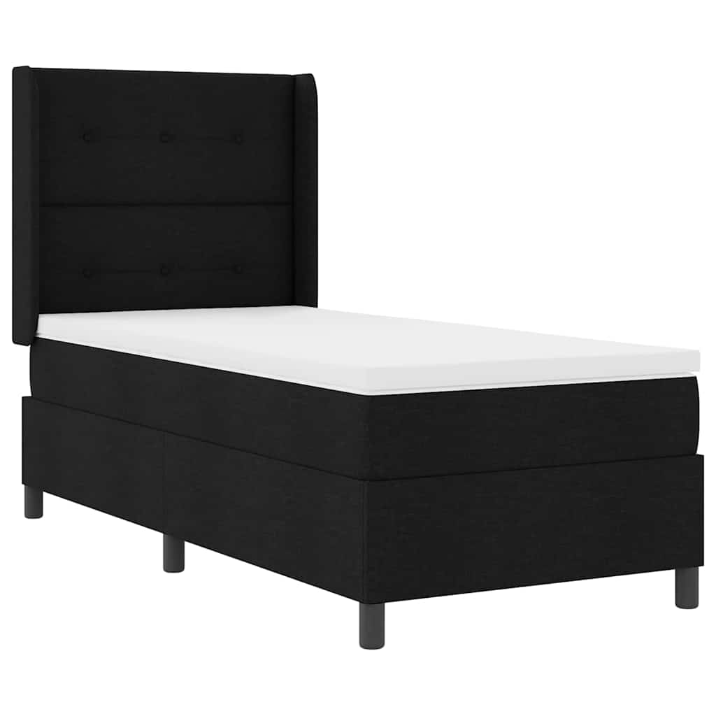LED Box Spring Krevet s madracem Crna 80 x 200 cm tkanina