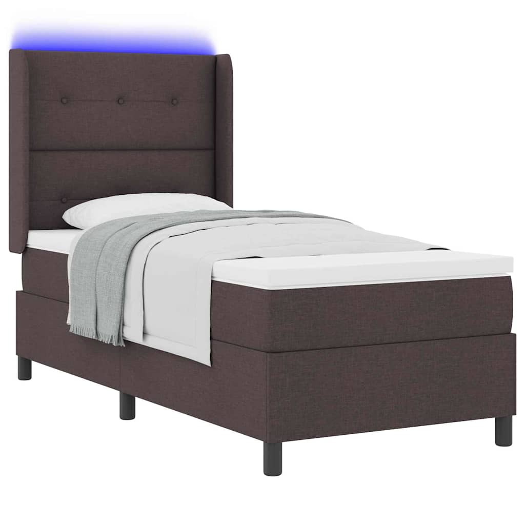 LED Box Spring Krevet Tamno smeđa 80 x 200 cm tkanina