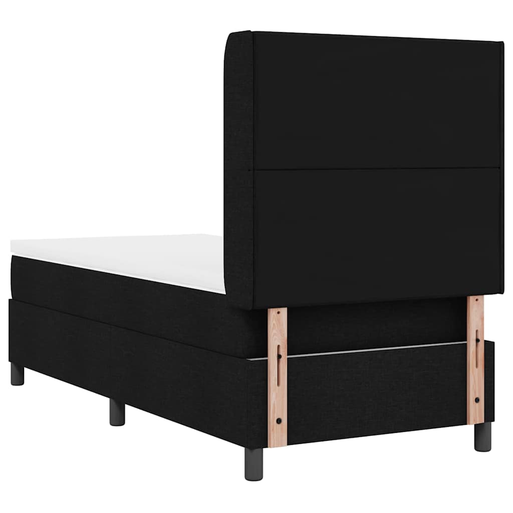 LED Box Spring Krevet s madracem Crna 90 x 190 cm tkanina