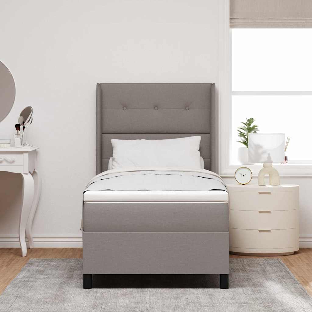 LED Box Spring Krevet s madracem Sivo-smeđa 90 x 200 cm tkanina