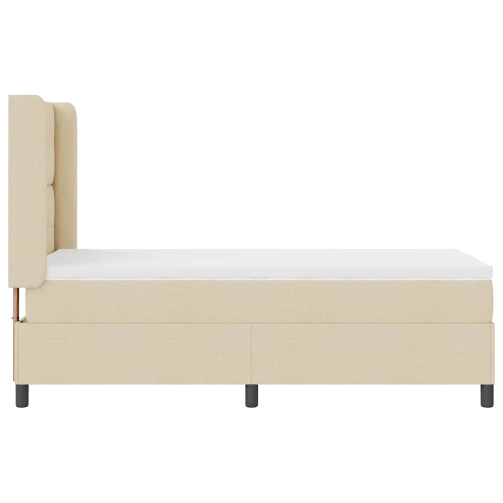 LED Box Spring Krevet s madracem Krema 100 x 200 cm tkanina
