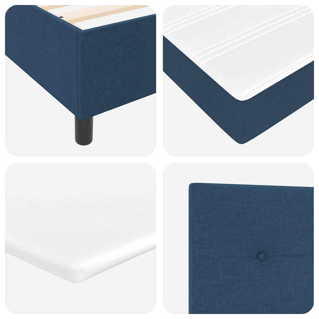 LED Box Spring Krevet s madracem Plava 140 x 190 cm tkanina