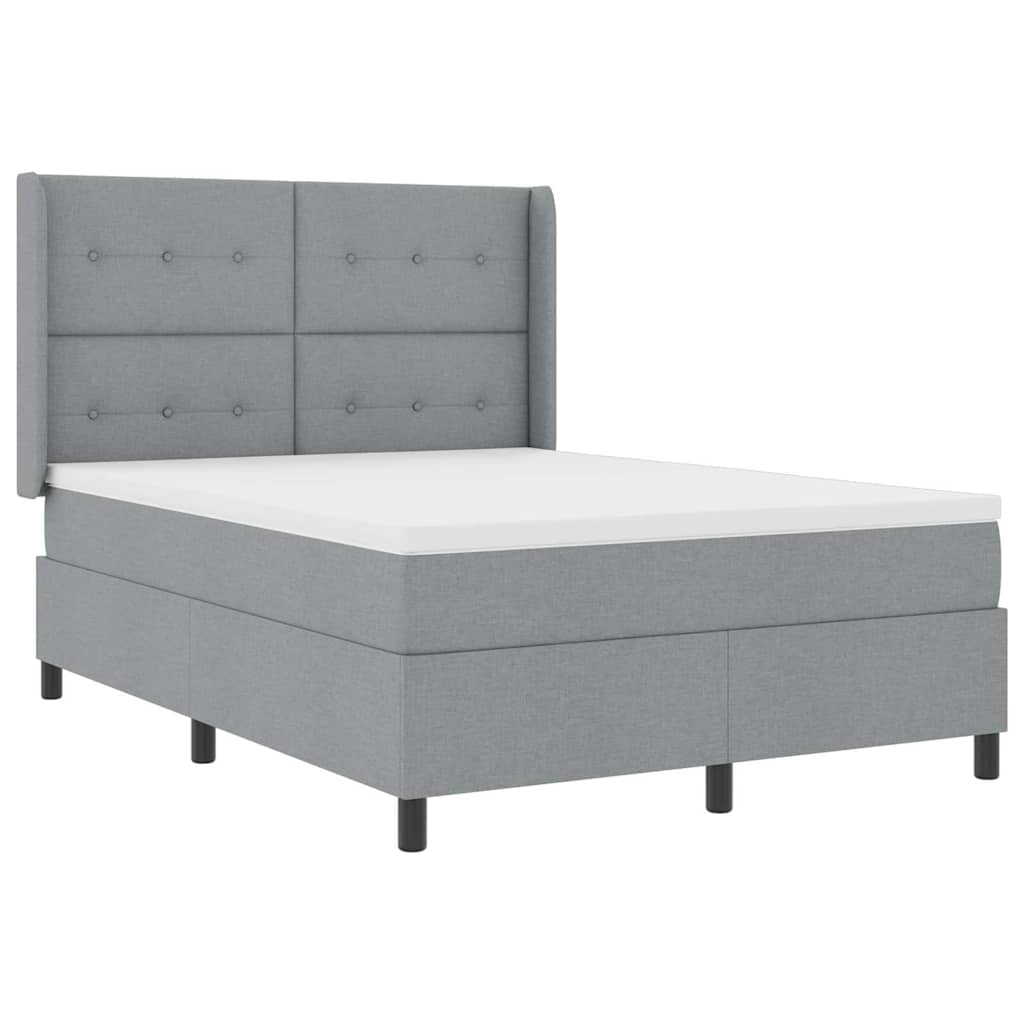 LED Box Spring Krevet Svijetlo siva 140 x 200 cm tkanina