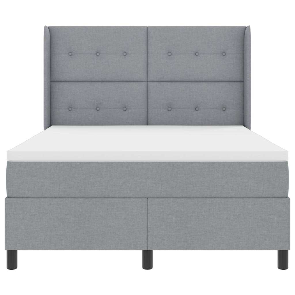 LED Box Spring Krevet Svijetlo siva 140 x 200 cm tkanina