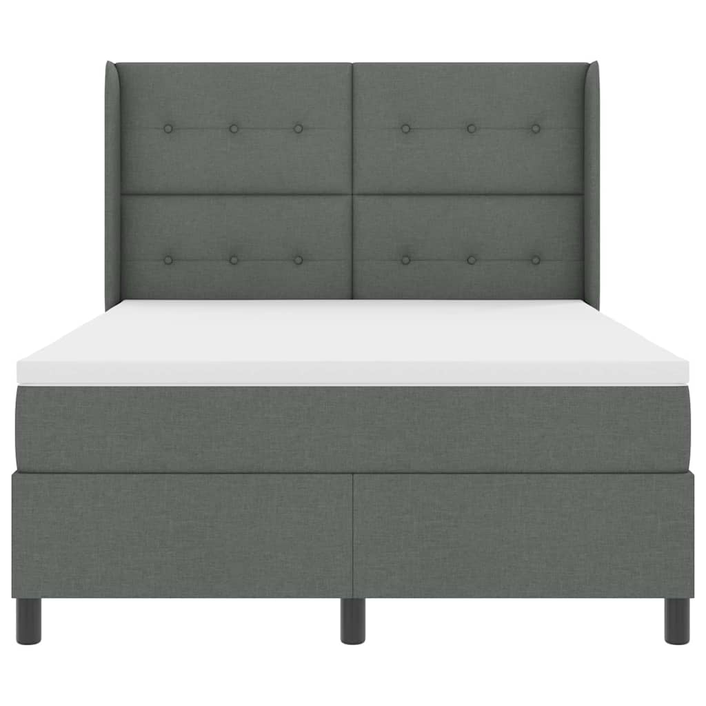 LED Box Spring Krevet Tamno siva 140 x 200 cm tkanina