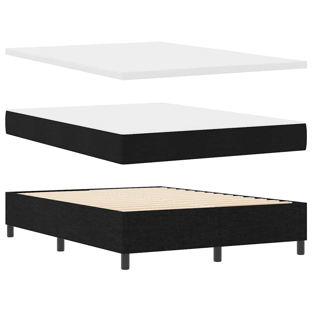 LED Box Spring Krevet s madracem Crna 140 x 200 cm tkanina