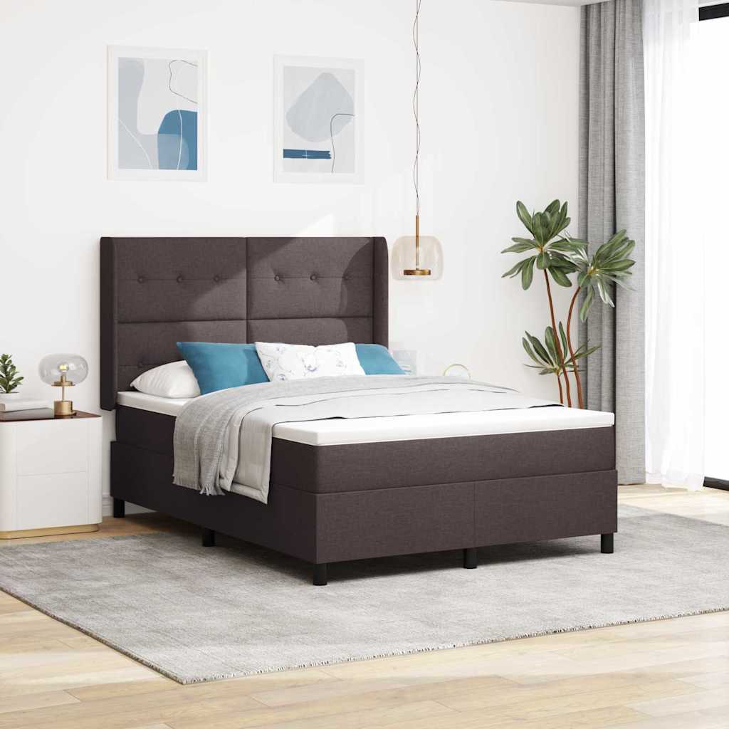LED Box Spring Krevet Tamno smeđa 140 x 200 cm tkanina