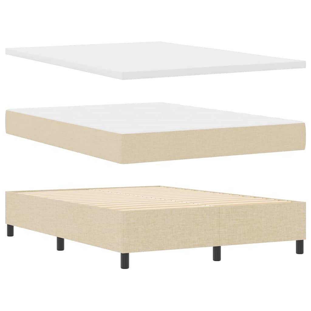 LED Box Spring Krevet s uzglavljem Krema 140 x 200 cm tkanina