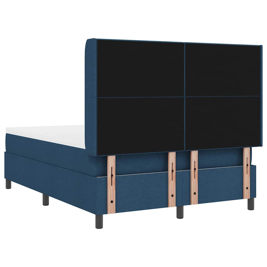 LED Box Spring Krevet s madracem Plava 140 x 200 cm tkanina